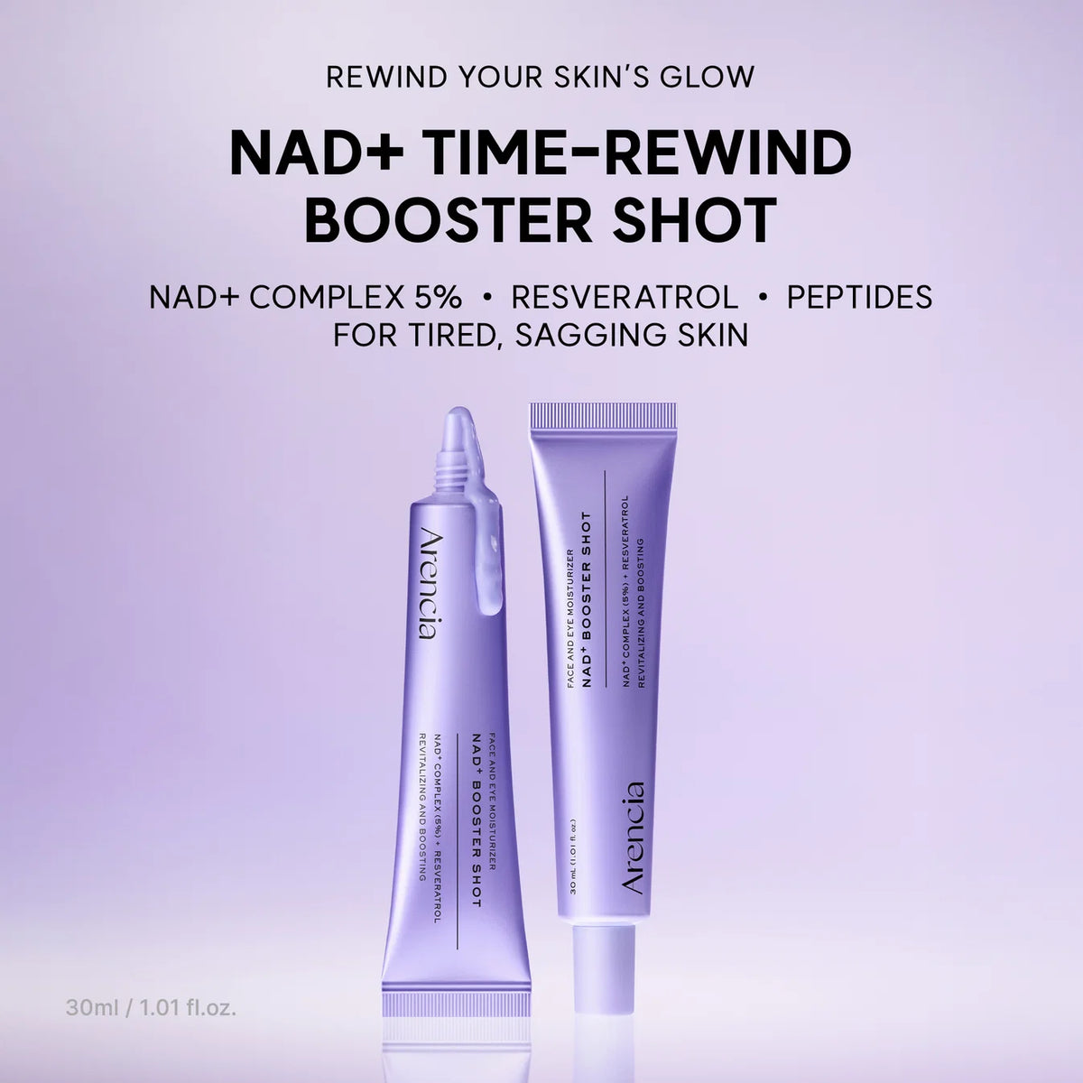 NAD+ Time-Rewind Booster Shot, Firming & Revitalizing Serum with 5% NAD+ Complex, Peptides & Resveratrol, 1.01 fl. oz.