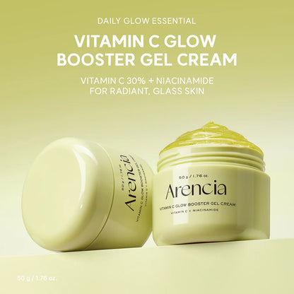 Vitamin C Glow Booster Gel Cream, Lightweight Brightening Gel Moisturizer for Even Tone & Radiant Skin, 1.76 oz