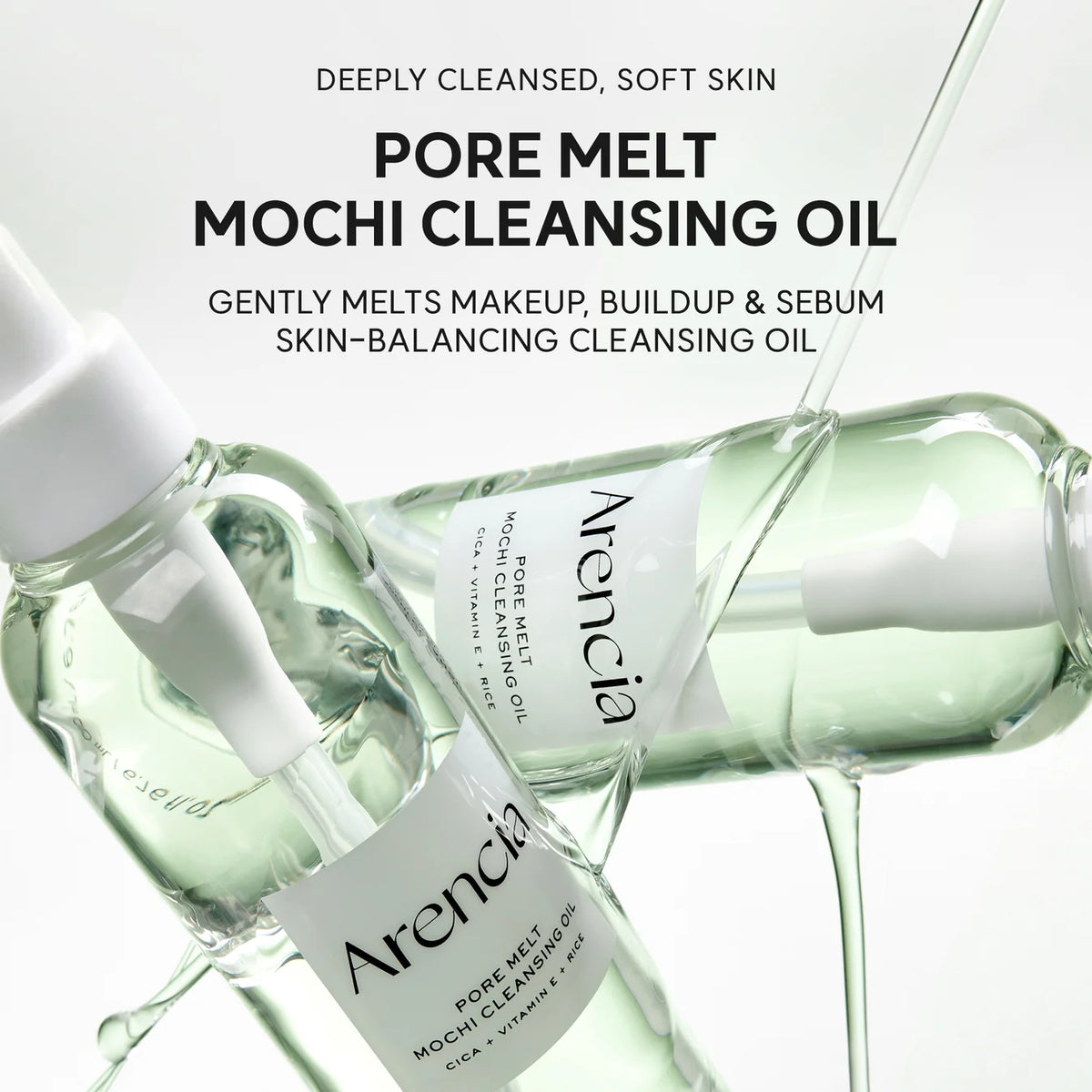 Pore Melt Mochi Makeup-Removing Cleansing Oil, Non-Comedogenic, Rice Amino Acids HD, Vitamin E, Cica, & Ceramide, 6.76 fl oz