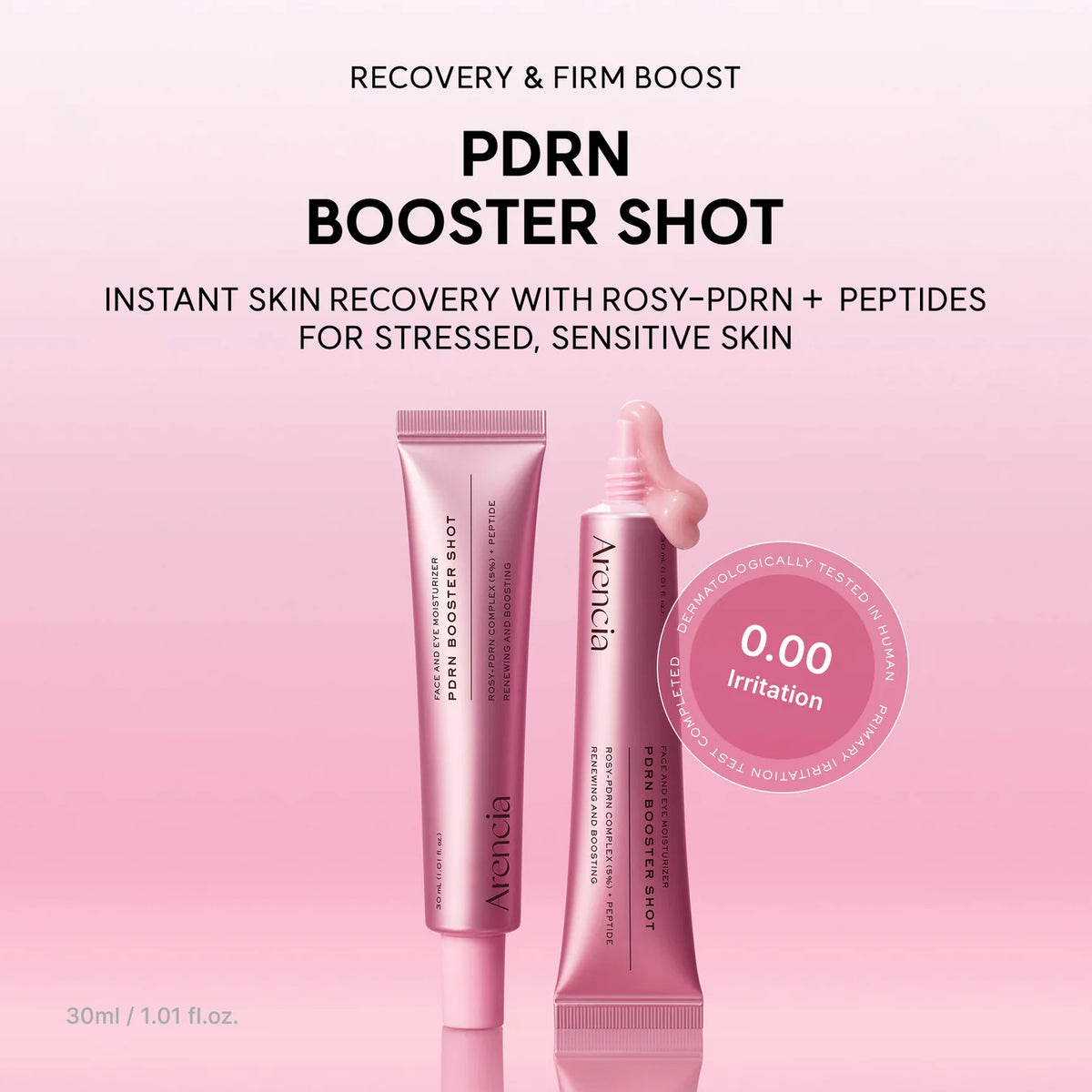 PDRN Booster Shot, Rosy-PDRN & Peptides for Glowy, Healthy Skin - Recommended for Sensitive, Red Skin 1.01 fl oz