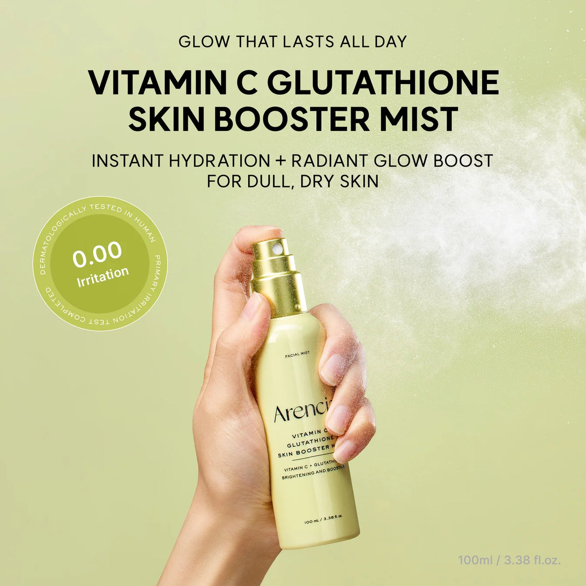 Skin Booster Mist, Instant Hydration & Radiant Glow Facial Spray, Makeup-Friendly, Ceramide & Antioxidant Care, 3.38 fl oz