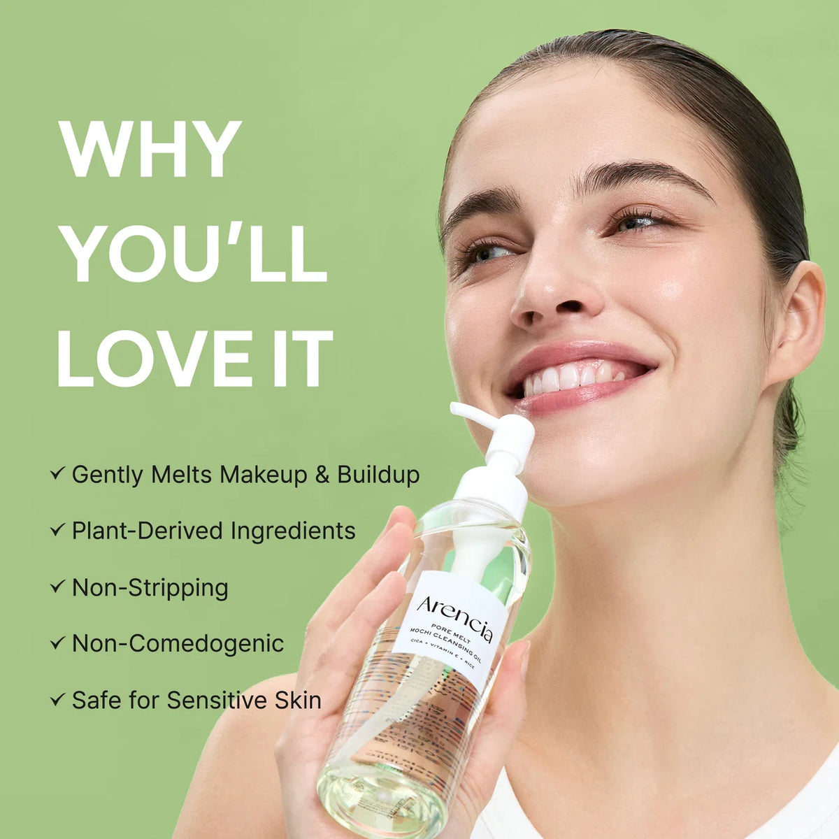 Pore Melt Mochi Makeup-Removing Cleansing Oil, Non-Comedogenic, Rice Amino Acids HD, Vitamin E, Cica, & Ceramide, 6.76 fl oz