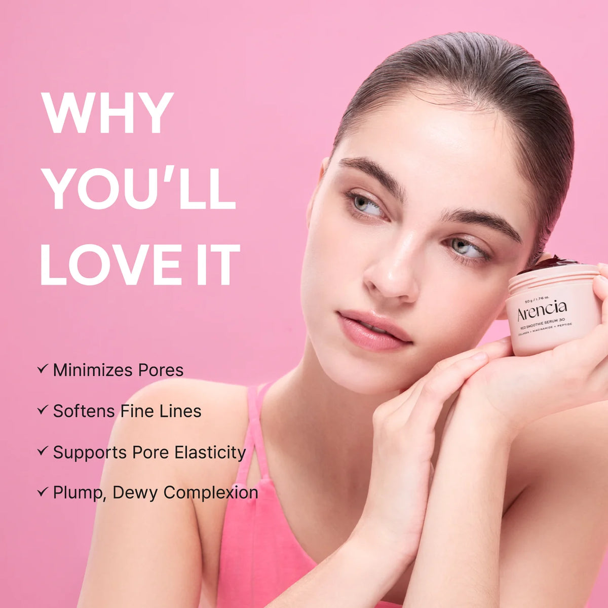 Overnight Red Collagen + Peptide Smoothie Serum, Glowing & Soothing with 30% red collagen, Niacinamide, Peptide, Vitamin E