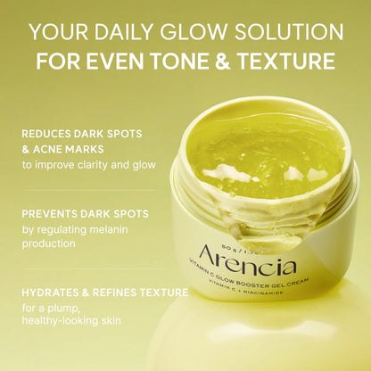 Vitamin C Glow Booster Gel Cream, Lightweight Brightening Gel Moisturizer for Even Tone & Radiant Skin, 1.76 oz