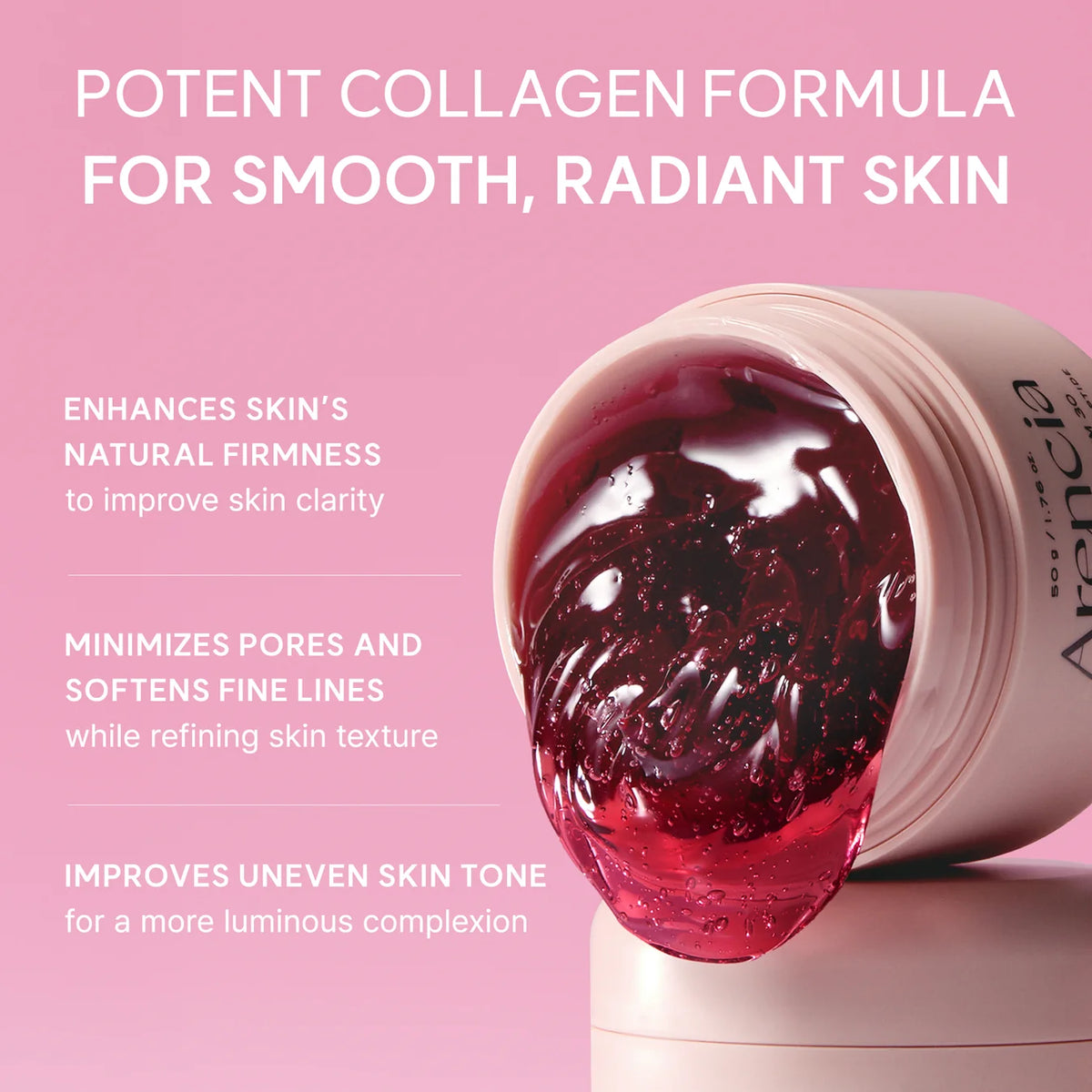 Overnight Red Collagen + Peptide Smoothie Serum, Glowing & Soothing with 30% red collagen, Niacinamide, Peptide, Vitamin E
