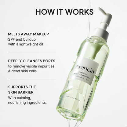 Pore Melt Mochi Makeup-Removing Cleansing Oil, Non-Comedogenic, Rice Amino Acids HD, Vitamin E, Cica, & Ceramide, 6.76 fl oz