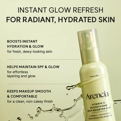 Skin Booster Mist, Instant Hydration & Radiant Glow Facial Spray, Makeup-Friendly, Ceramide & Antioxidant Care, 3.38 fl oz
