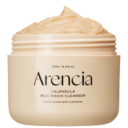 Calendula Rice Mochi Cleanser, Gentle Exfoliating Foam Wash for Sensitive, Dry, Rough Skin, 4.23oz / 120g