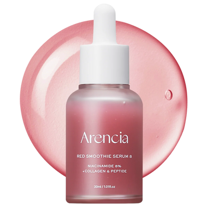 Arencia Red Collagen + Peptide Smoothie Serum, 8% Niacinamide, Vitamin C, Vitamin E, lifting anti-aging serum for skin texture for glass skin