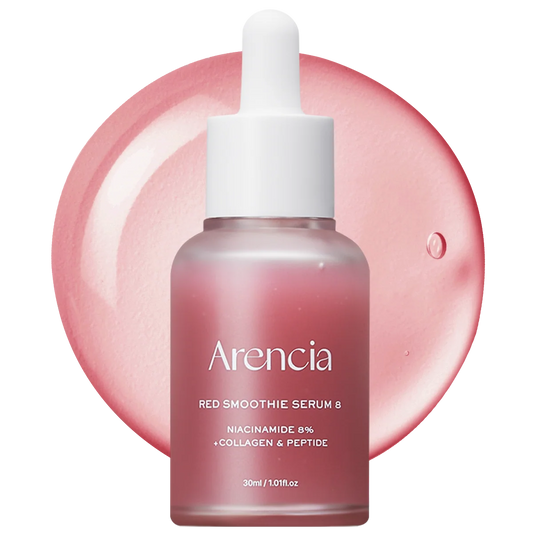 Arencia Red Collagen + Peptide Smoothie Serum, 8% Niacinamide, Vitamin C, Vitamin E, lifting anti-aging serum for skin texture for glass skin
