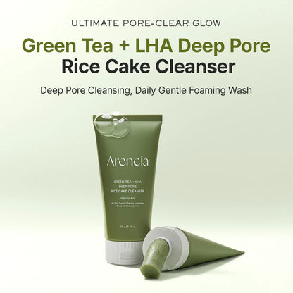 Arencia Green Tea + LHA Deep Pore Rice Cake Cleanser, 5.07 fl oz