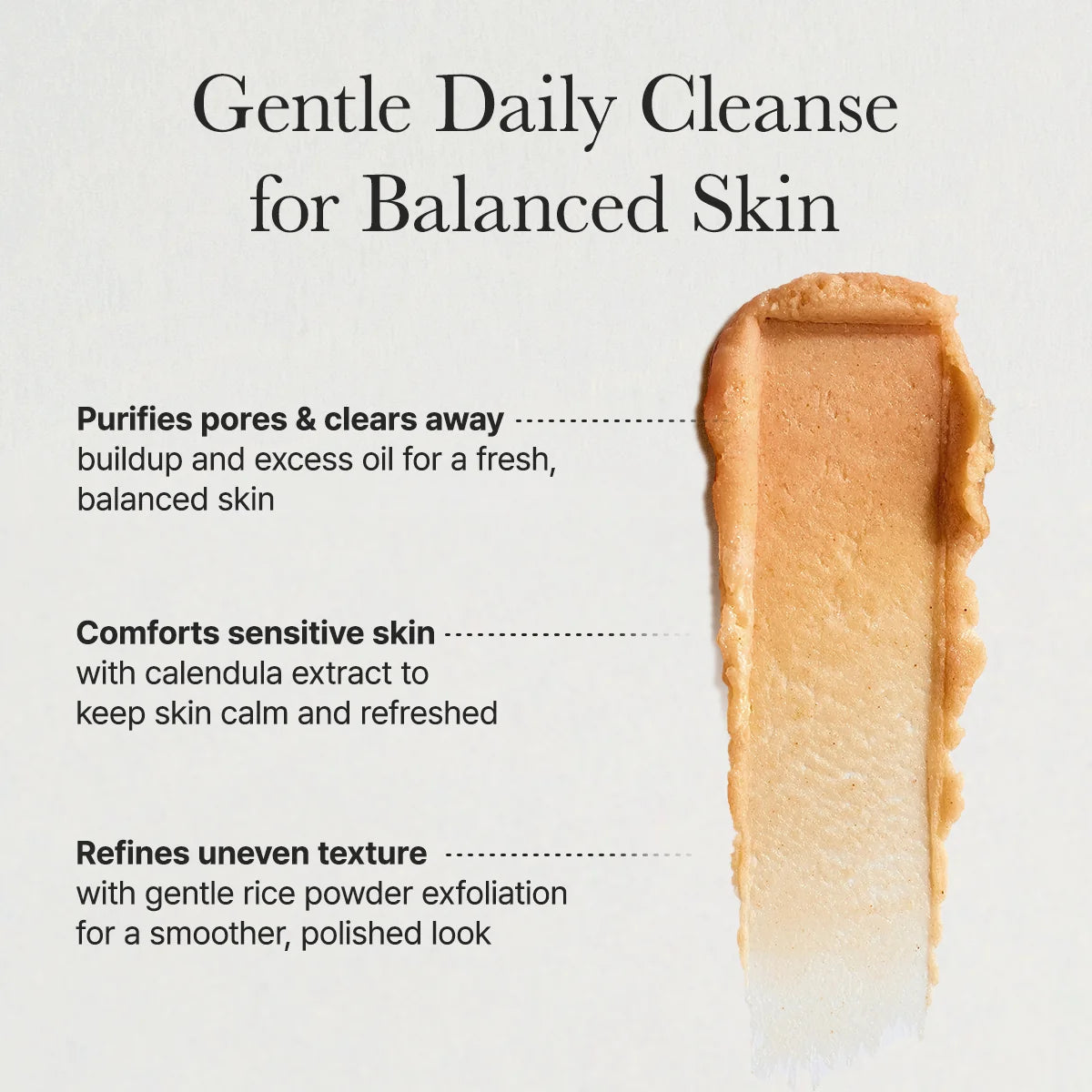 Calendula Rice Mochi Cleanser, Gentle Exfoliating Foam Wash for Sensitive, Dry, Rough Skin, 4.23oz / 120g