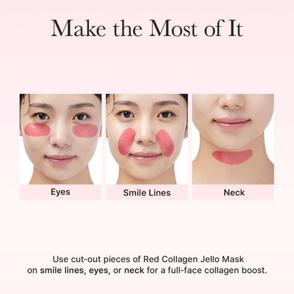 Arencia Red Collagen Jello Overnight Mask, Bouncy, Glow Skin with Red Collagen, Peptides, Niacinamide, 0.88oz x 4ea