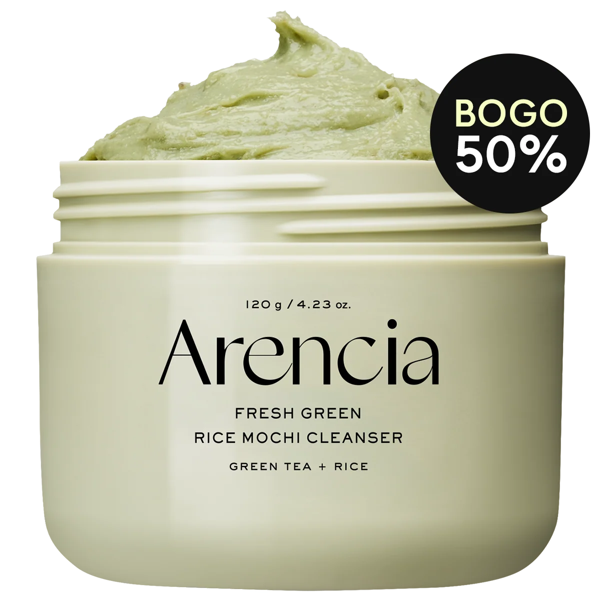 Arencia Fresh Green Rice Mochi Cleanser, Gentle Daily Cleanser for Congestion-Prone Skin, 1.76oz / 4.23oz