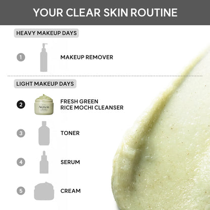 Arencia Fresh Green Rice Mochi Cleanser, Gentle Daily Cleanser for Congestion-Prone Skin, 1.76oz / 4.23oz