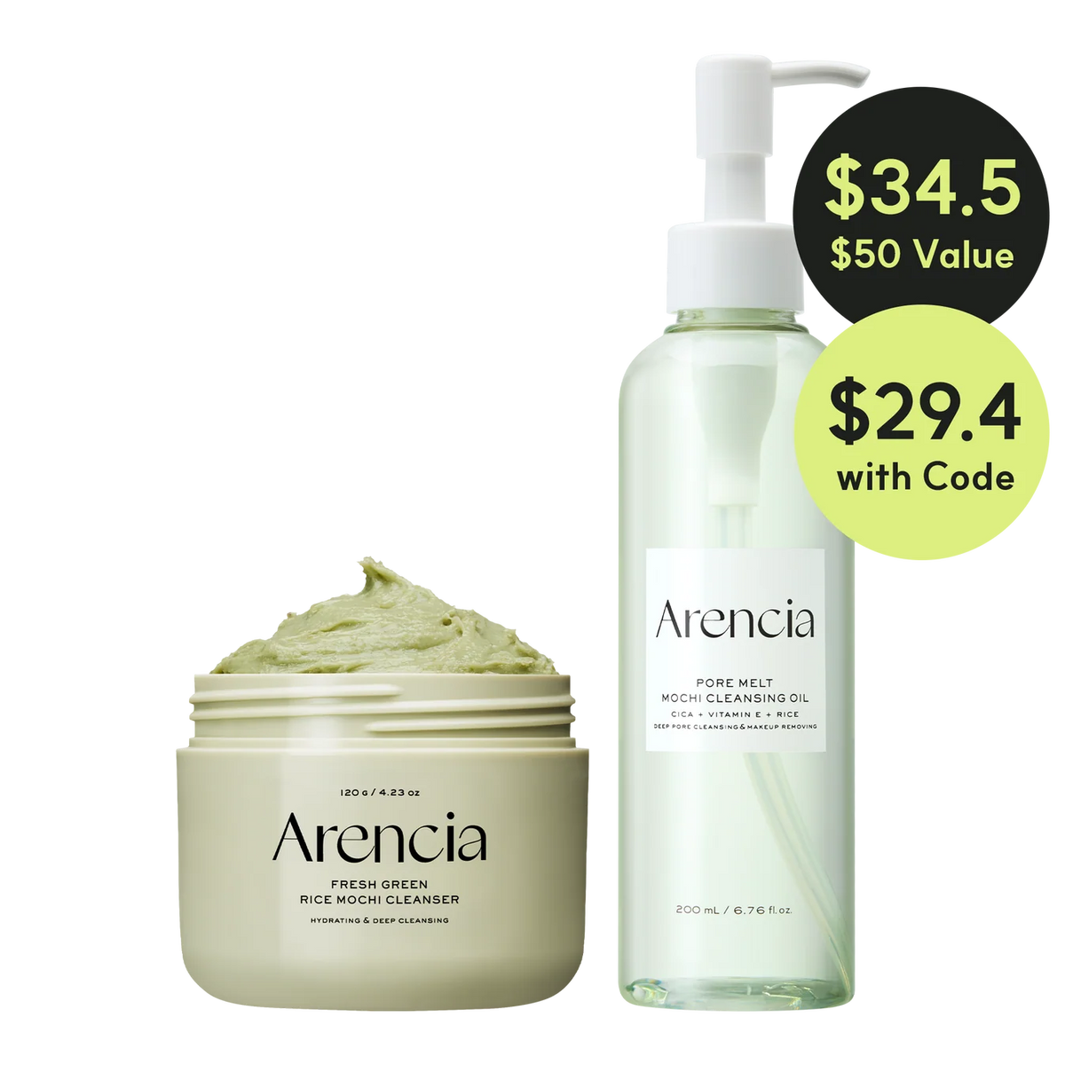 Pore Melt Double Cleansing Duo - Gentle Cleansing Oil & Fresh Green Rice Mochi Cleanser