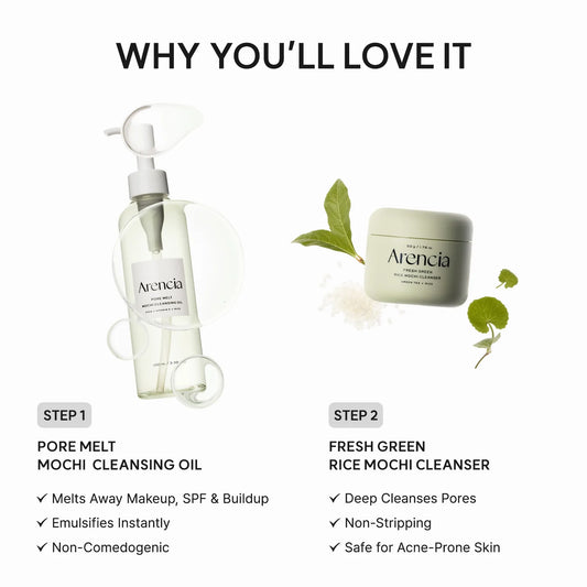 Pore Melt Double Cleansing Duo - Gentle Cleansing Oil & Fresh Green Rice Mochi Cleanser